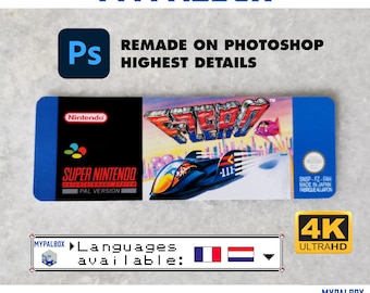 Etiqueta de reemplazo de SNES para F-Zero (FAH) | Pegatina del cartucho del juego F-Zero en Super Nintendo | Calidad Premium