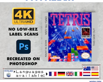 Etiqueta de repuesto para Tetris en Gameboy (UE/EE. UU./AUS) | Pegatina de coleccionista para cartucho de juego de Tetris suelto | Calidad Premium