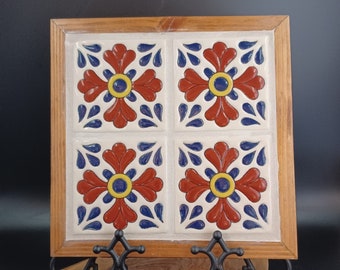 Vintage Mexico Tile Trivet/Wall Hanging - 10.5" Square x .75"Thick