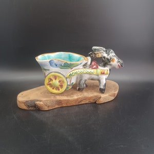 Vintage Hand Painted Donkey Planter - Italy - 4.5"T x 8"L x 4"W