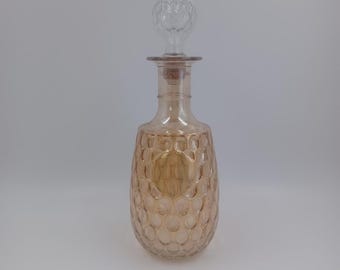 Vintage Old Forester Iridescent Glass Thumbprint Pattern Decanter - 11.25"T x 4"L x 2"W @ Base