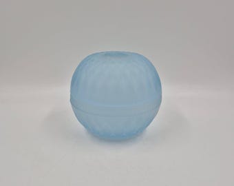 Vintage Mount Vernon Indiana Glass Satin Blue 2 pc Fairy Lamp IOB - 4.5"T x 5"Diameter