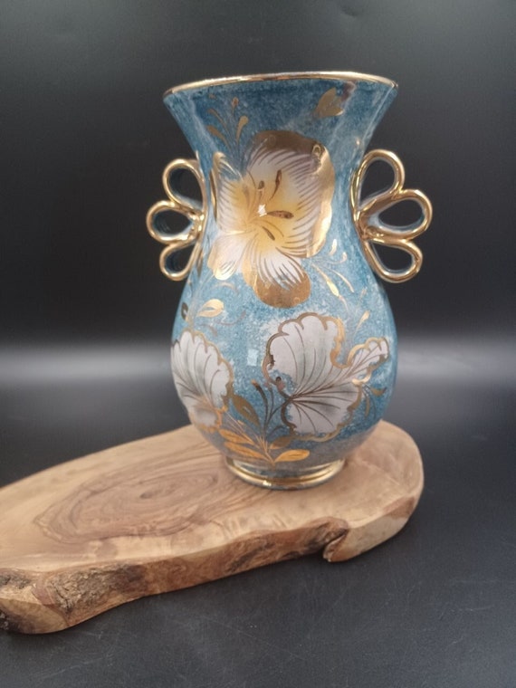 Vintage Hand Painted Mica Italy Vase - 7.5