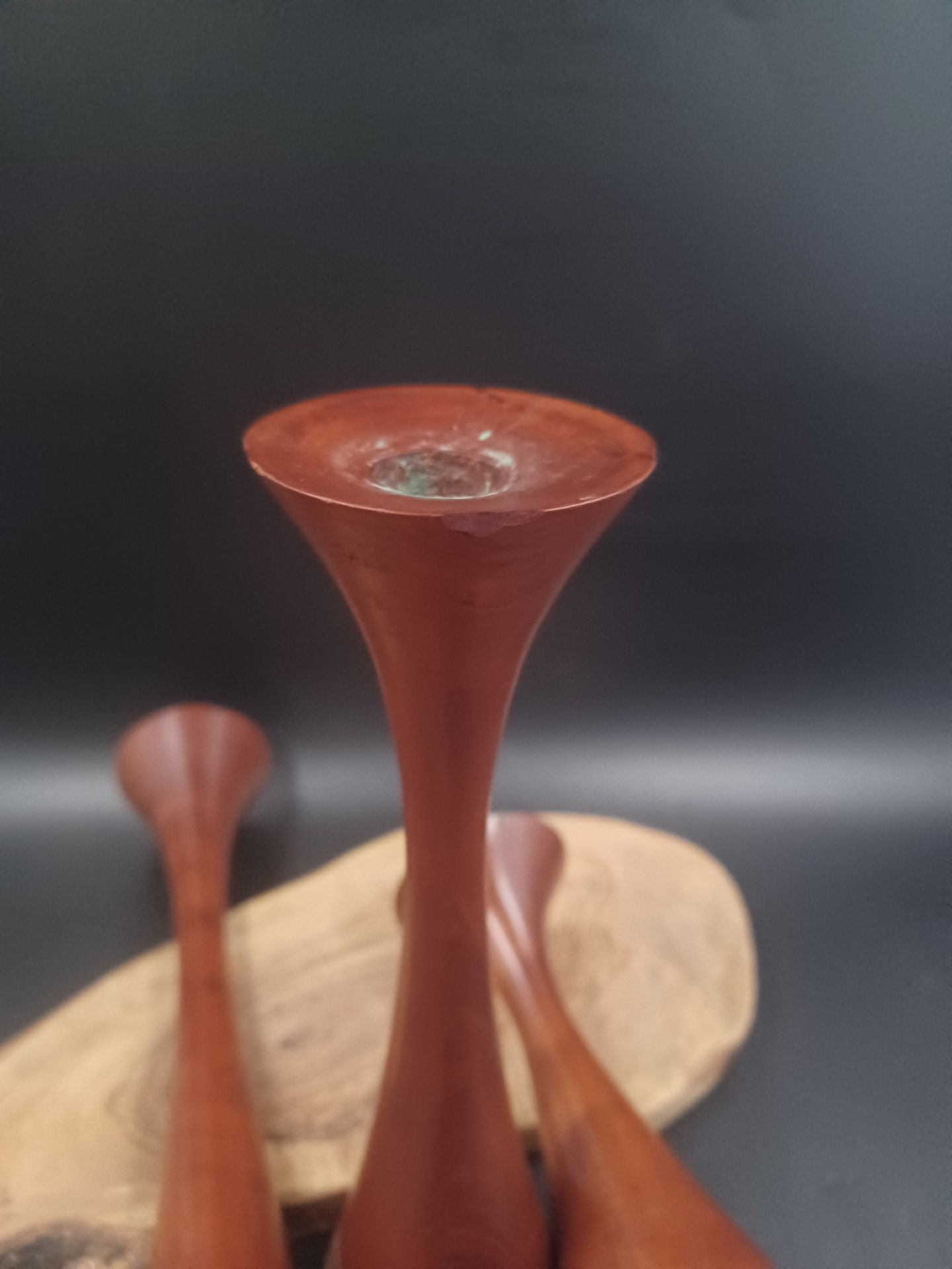 Vintage MCM Wood Candlesticks Set of 3 Possibly Danish Etsy