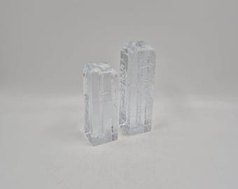 Vintage Muurla Finland Glass Ice Block Candle Holders - Set of 2