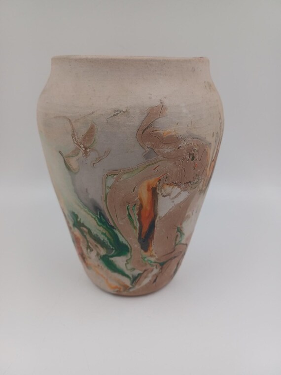 Vintage Nemadji Indian Multi-color Pottery Vase - 6.25