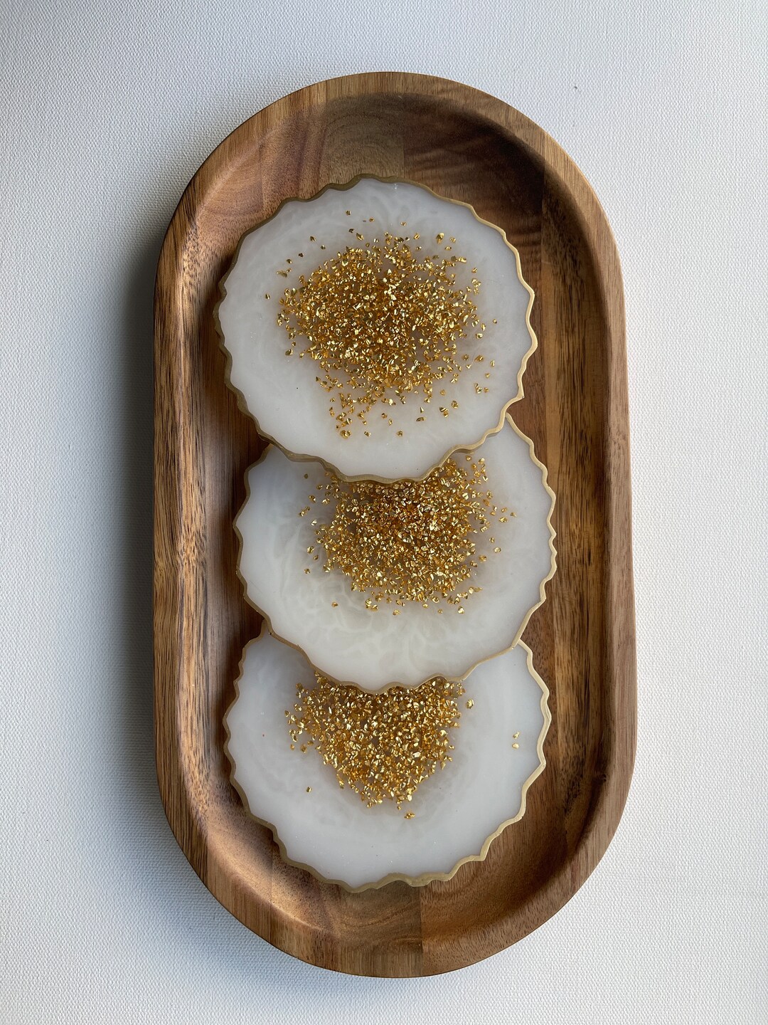 White & Gold Irregular Coaster Set - Etsy