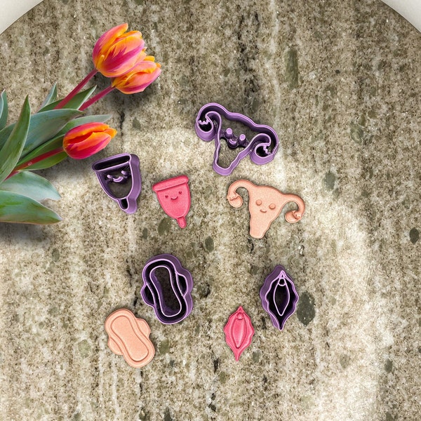 Feminine Polymer Clay Cutters Set | Uterus Clay Cutter | Menstrual Pad Cutter | Menstrual Cup Cutter | Vagina Clay Cutter
