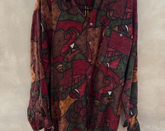 Lochie - lise / vintage 古着 / silk shirt Vintage Silk Shirt Size L Silk Shirt Unisex Oversize Short