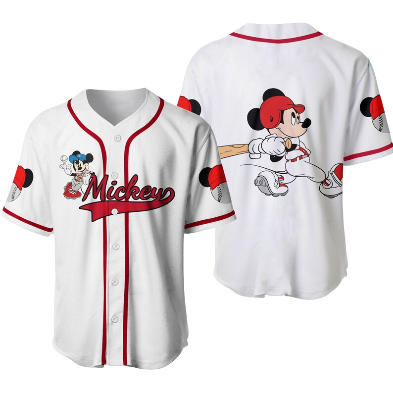Mickey Mouse White Red Disney Unisex Cartoon Graphic Casual image 1