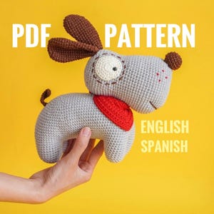 HAPPYNEWYEAR-uitverkoop: 25% korting - gehaakt PATROON HARLEY puppy - amigurumi/ babycadeaus/ woondecoratie - pdf-haakpatroon in het Engels en Spaans