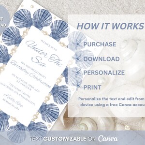 Beach Invitation Seashells Birthday Invitation Tropical Ocean Party ...