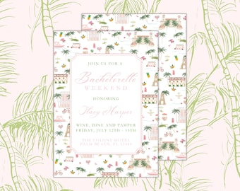 Palm Beach Bachelorette Invitation | Pink Tropical Design (Digital)