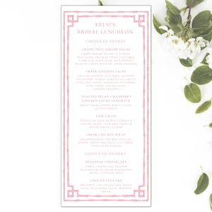 Menü Rosa Grandmillennarium Vorlage Bamboo Bridal Luncheon Rosa Menü Probe Dinner Chinoiserie Vorlage Chinoiserie Braut Menü print