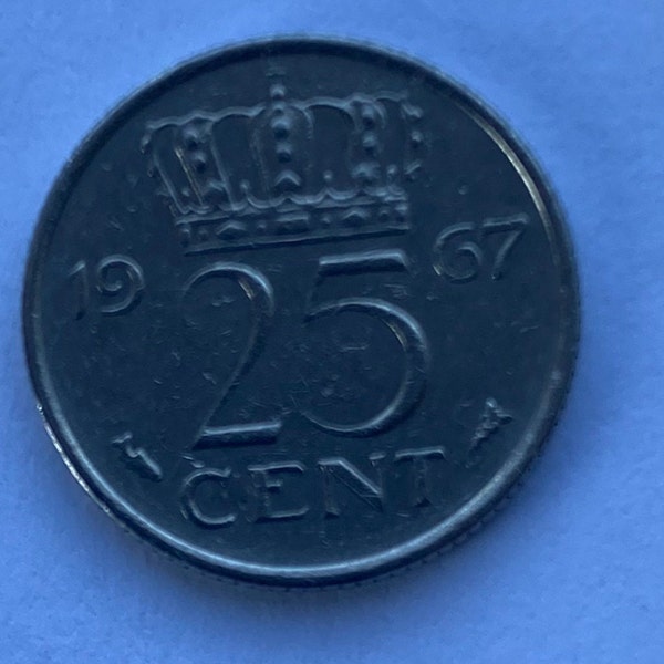 Rare Dutch coin 25 guilder cent 1967 from the Netherlands