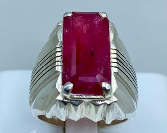 Natural Tourmaline with Beautiful Pink Color, Handmade Ring Sterling Silver 925