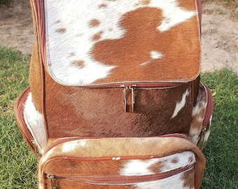 Handmade Cowhide backpack hair on bag Real Leather back pack, Cowhide Backpack | Cowhide School Bag Hair On Leather Diapers Bag
