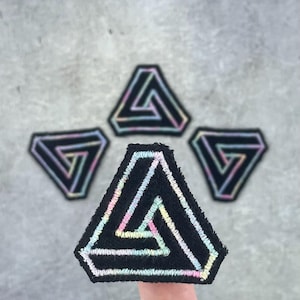Mini Penrose Triangle Velvet Patch | Optical Illusion Art | Iron-on Patch for Jackets and Hats