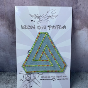 Large Penrose Triangle Velvet Patch | Optical Illusion Art | Iron-on Patch for Jackets