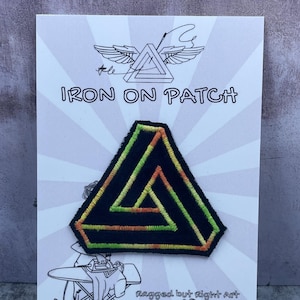 Penrose Triangle Velvet Patch | Optical Illusion Art | Iron-on Patch for Jackets