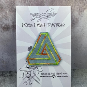 Penrose Triangle Velvet Patch | Optical Illusion Art | Iron-on Patch for Jackets