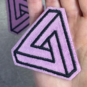 Penrose Triangle Velvet Patch | Optical Illusion Art | Iron-on Patch for Jackets