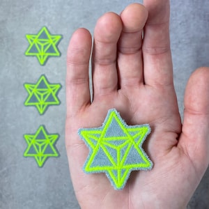 Mini Merkaba Star Velvet Patch | Sacred Geometry Art | Handmade Iron-on Patch for Jackets and Hats