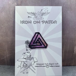 Mini Penrose Triangle Cosmic Space Fabric Patch | Optical Illusion Art | Iron-on Patch for Jackets and Hats