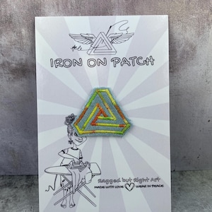 Mini Penrose Triangle Velvet Patch | Optical Illusion Art | Iron-on Patch for Jackets and Hats