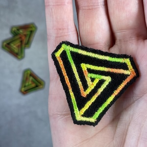 Mini Penrose Triangle Velvet Patch | Optical Illusion Art | Iron-on Patch for Jackets and Hats