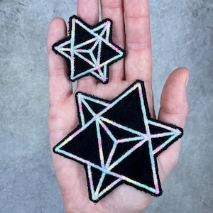 Merkaba Stern Samt Patch Set | Heilige Geometrie Kunst | Patch zum Aufbügeln