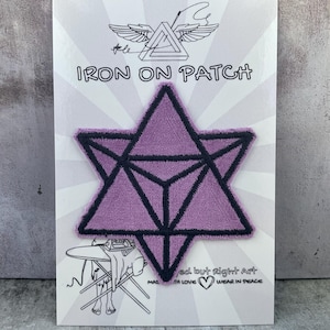 Toppa in velluto con stella Merkaba / Arte geometrica sacra / Toppa termoadesiva per giacche