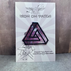 Penrose Triangle Cosmic Space Fabric Patch | Optical Illusion Art | Iron-on Patch for Jackets
