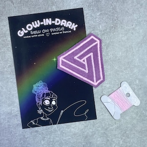 Glow-in-Dark Penrose Triangle Velvet Patch | Optical Illusion Art | Sew-on Patch for Jackets