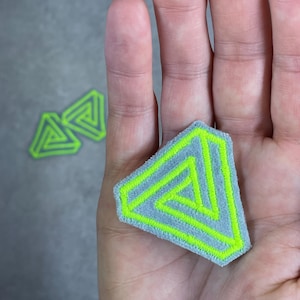 Mini Penrose Triangle Velvet Patch | Optical Illusion Art | Iron-on Patch for Jackets and Hats