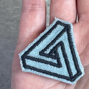Mini Penrose Triangle Velvet Patch | Optical Illusion Art | Iron-on Patch for Jackets and Hats
