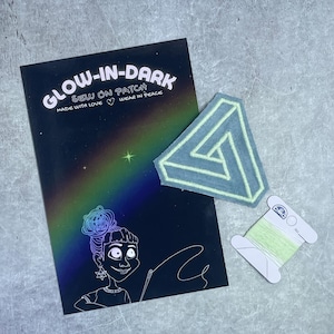 Glow-in-Dark Penrose Triangle Velvet Patch | Optical Illusion Art | Sew-on Patch for Jackets