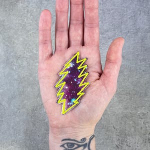 Mini 13 Point Bolt Cosmic Space Fabric Patch | Iron-on Patch for Clothing and Hats | Deadhead Style