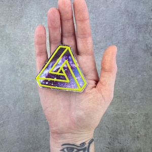 Penrose Triangle Cosmic Space Fabric Patch | Optical Illusion Art | Iron-on Patch for Jackets