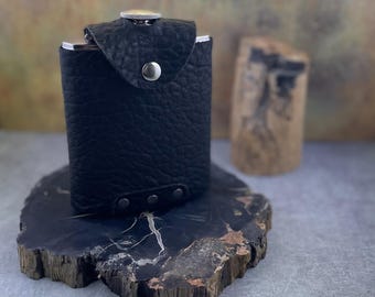 Leder Flachmann Träger mit 6 Unzen Edelstahl Flachmann | Piraten-Whiskey-Holster | Renaissance-Messezubehör