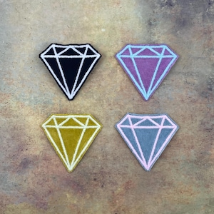 Glow-in-Dark Diamond Crystal Patch | Sew-on Velvet Fabric Patch for Jackets