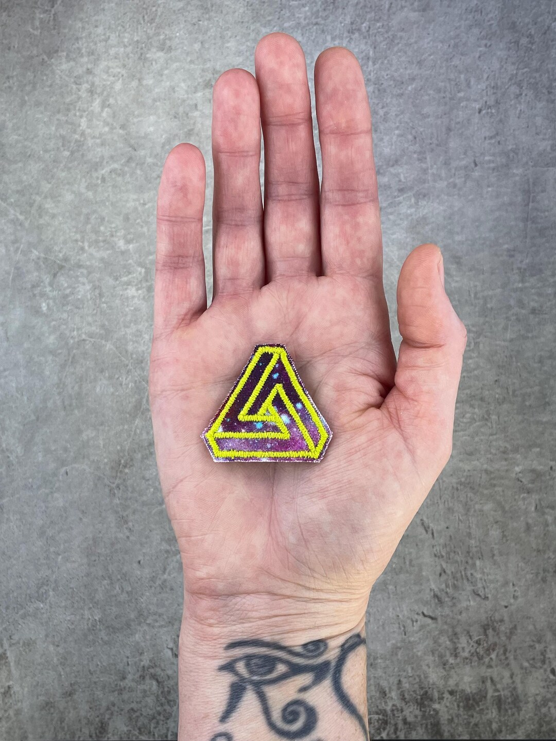Triangular Space Patch Mini Penrose Triangle Cosmic Space Fabric Patch | Optical Illusion Art ...