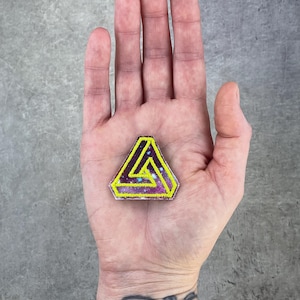 Mini Penrose Triangle Cosmic Space Fabric Patch | Optical Illusion Art | Iron-on Patch for Jackets and Hats