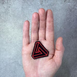 Mini Penrose Triangle Velvet Patch | Optical Illusion Art | Iron-on Patch for Jackets and Hats
