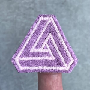 Mini Glow-in-Dark Penrose Triangle Velvet Patch | Optical Illusion Art | Sew-on Patch for Jackets and Hats