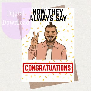 Carte de félicitations - Inspirée par Post Malone | Paroles de chanson drôles de rap |