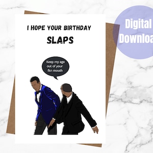 Will Smith und Chris Rock Humorvolle Geburtstagskarte, Will Smith Slaps Chris Rock, Oscars, Sofortiger Download Kopie, PNG, PDF, Geburtstagsgeschenk