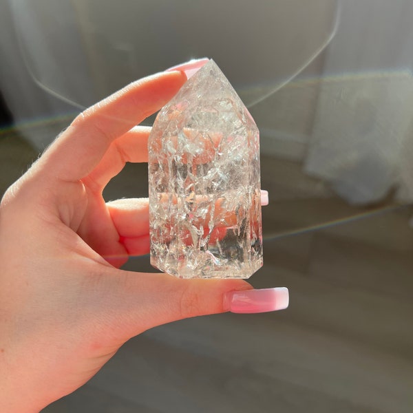 Fire and Ice Tower - Fire and Ice Quartz - crackle Quartz - Crackle Quartz Tower