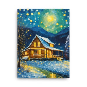 Van Gogh Wandkunst, Sternenklare Nacht Wandkunst, Hütte Wandkunst, Nachthimmel Wand Kunst Poster Leinwand Bild Druck Dekoration Wohnzimmer Schlafzimmer