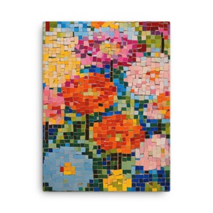 Claude Monet Wall Art, Vintage Floral Wall Art, Monet Wall Art, Mosaic Poster Canvas Picture Printing  Decoration for Living Room Bedroom